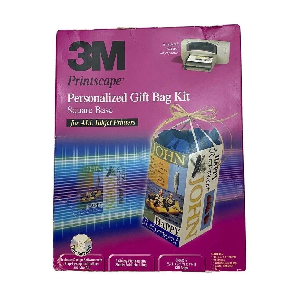 3M Printscape Personalized Gift Bag Kit Square Base For All Inkjet Printers